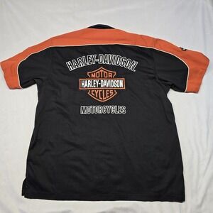 Harley Davidson Colorblocked Garage Shirt Short Sleeve Embroidered XL